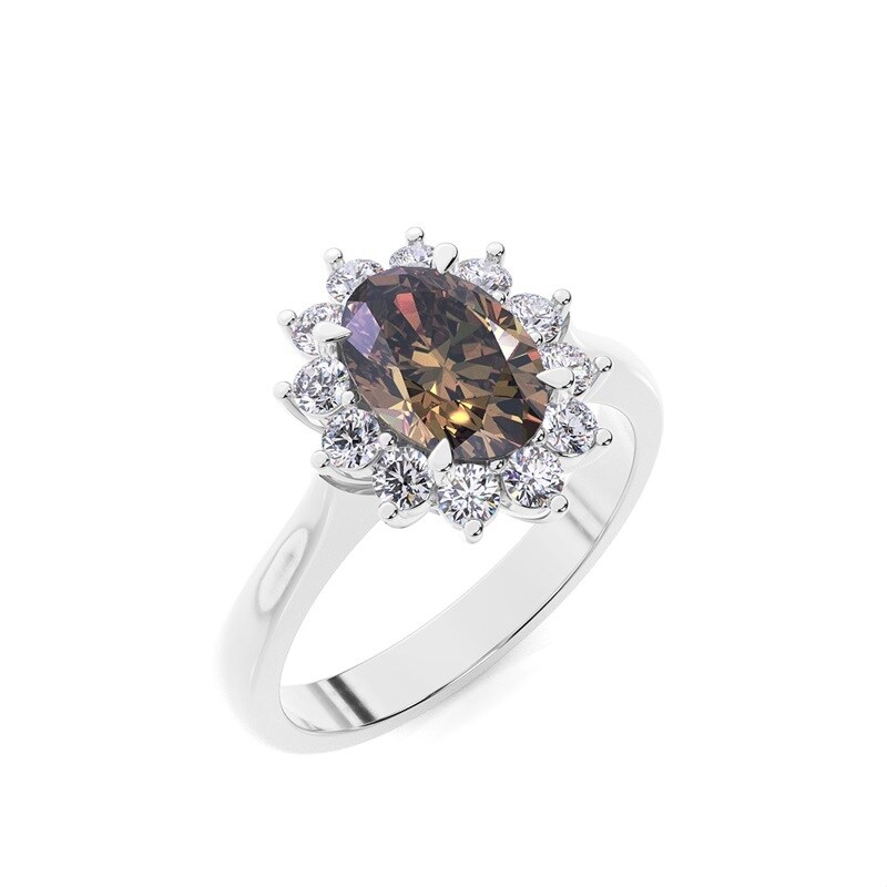 10K Gold 1 to 3.5 CT.T.W. Oval Lab Created Diamond Custom Engagement Ring Brown Color VVS1 IGI Certified-2