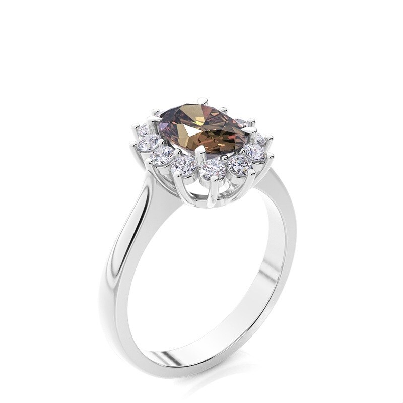 10K White Gold 1 to 3.5 CT.T.W. Oval Lab Created Diamond Custom Engagement Ring Brown Color VVS1 IGI Certified-3