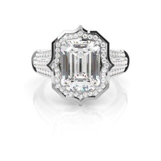 10K White Gold 1 CT.T.W. Princess Lab Created Diamond Custom Couple Engagement Ring D-VVS1 3EX IGI Certified-47