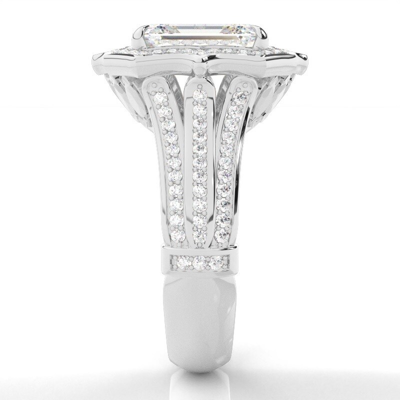 Anillo de compromiso personalizado en oro blanco de 10 quilates con diamante esmeralda de laboratorio de 1,5 quilates en total, talla D, pureza VVS1-VS1, certificado por IGI.-3