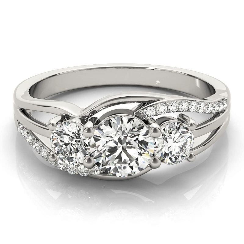 18K White Gold 1CT Round Cut Moissanite Engagement Ring-1