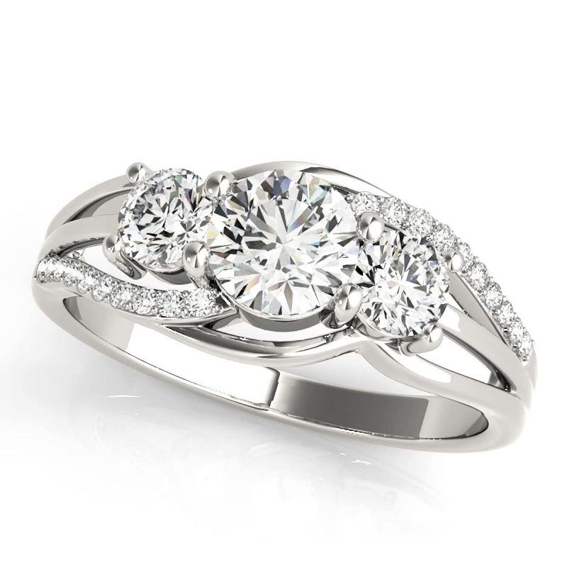 18K White Gold 1CT Round Cut Moissanite Engagement Ring-3