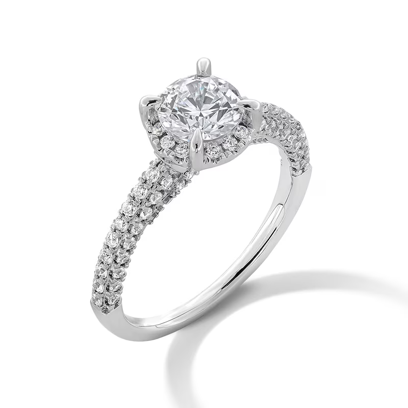 10K White Gold 1-1/2 CT Circular Shaped Diamond Custom Frame Couple Engagement Ring-3