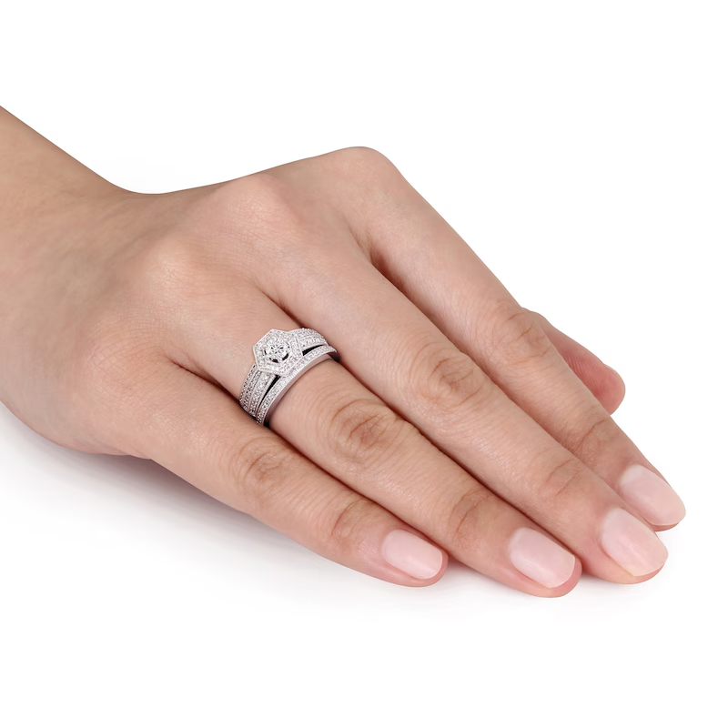 10K White Gold 0.5 CT.T.W. Round Diamond Custom Stackable Band I Color I1 Clarity 3EX-2