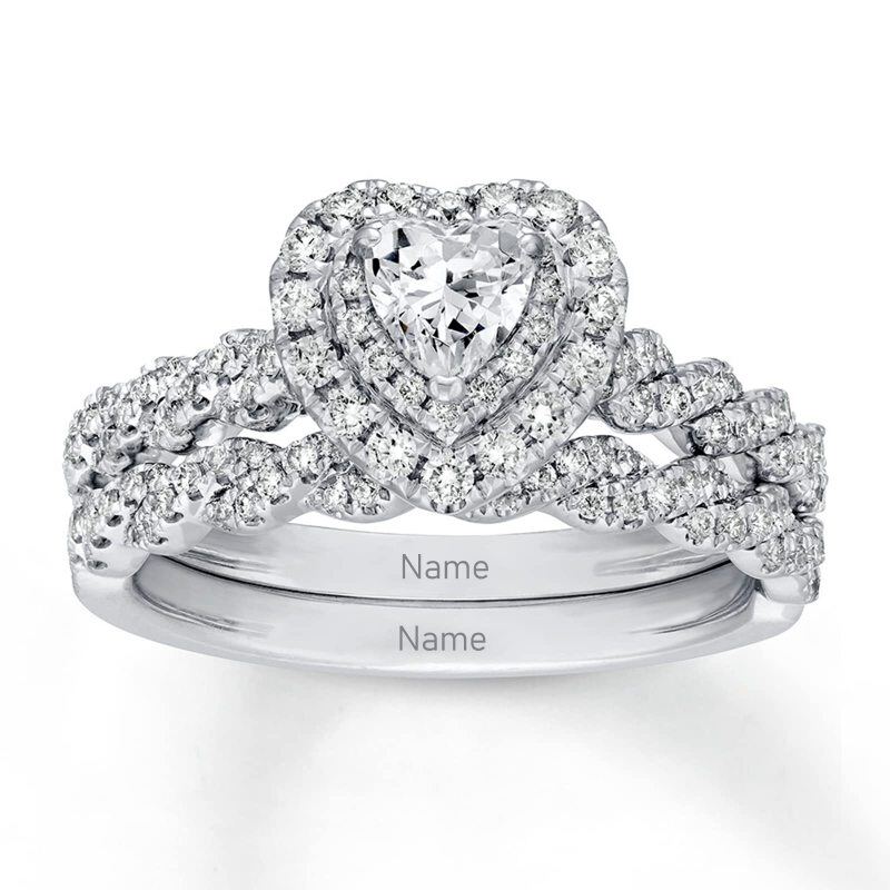 14K White Gold 3.2 CT Heart Moissanite Personalized Engraving Engagement Ring-1