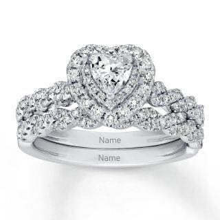 10K White Gold 3.2 CT Heart Moissanite Personalized Engraving Engagement Ring-21