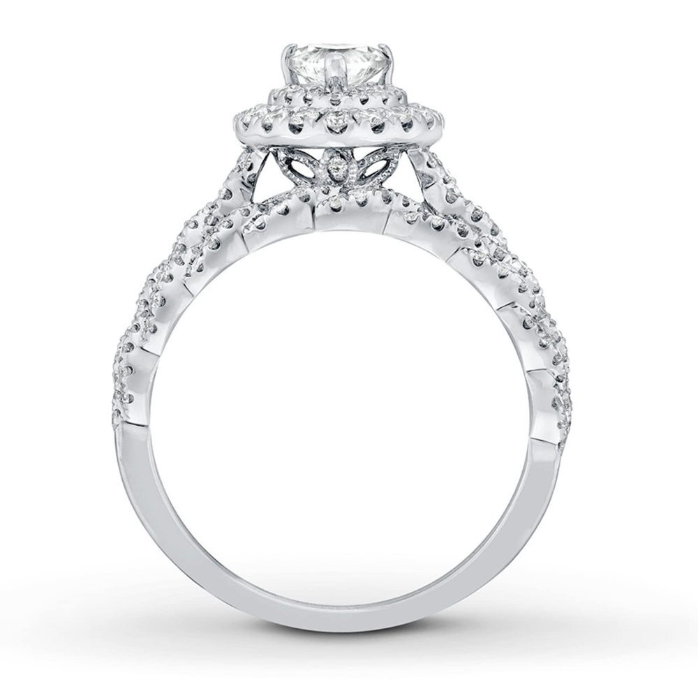 Verlobungsring aus 10 Karat Weißgold mit 2 Karat Herz-Moissanit und personalisierter Gravur-3