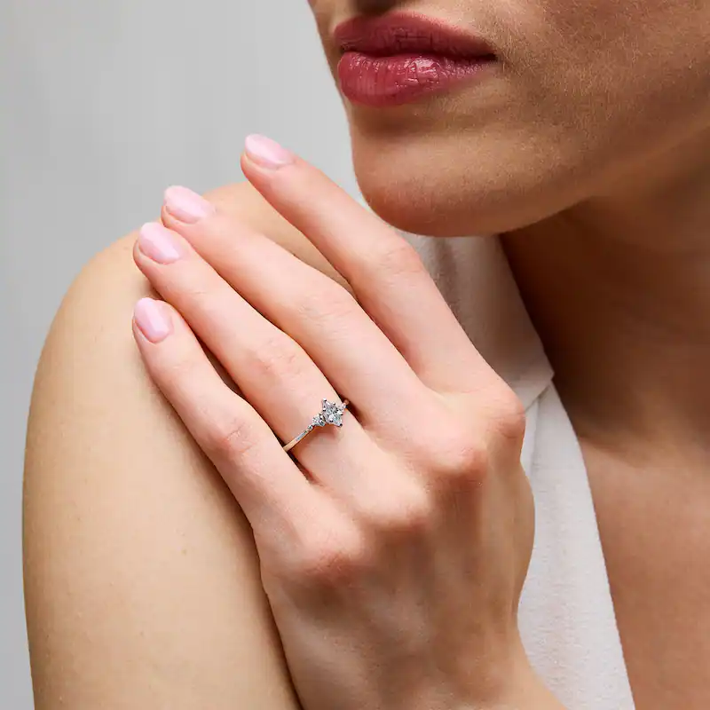 10K White Gold 0.75 to 3.25 CT. T.W Marquise Shaped Lab Created Diamond Engagement Ring D VVS1 Clarity 3EX IGI Certified-2