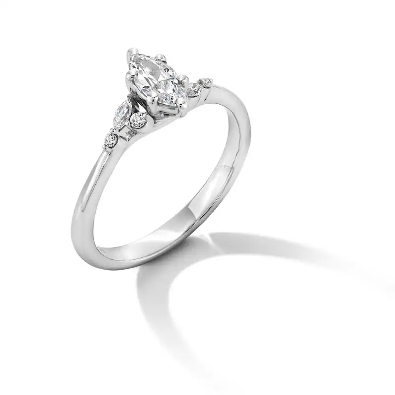 10K White Gold 0.75 to 3.25 CT. T.W Marquise Shaped Lab Created Diamond Engagement Ring D VVS1 Clarity 3EX IGI Certified-3