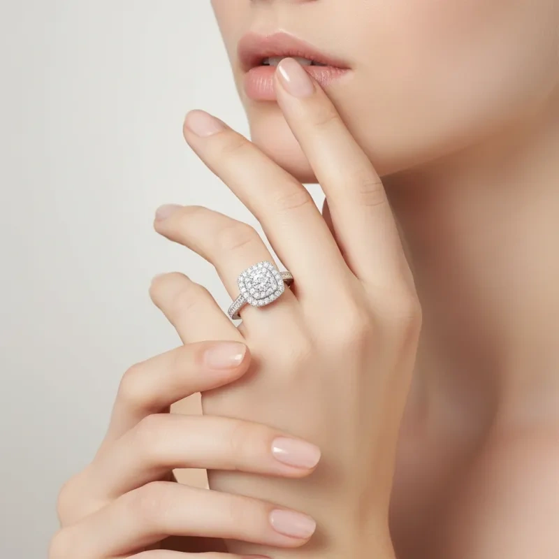 14K White Gold 1.25 CT.T.W Round Cut Moissanite Engagement Ring-2