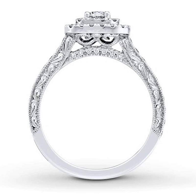 14K White Gold 1.25 CT.T.W Round Cut Moissanite Engagement Ring-3
