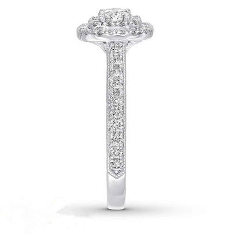 14K White Gold 1.25 CT.T.W Round Cut Moissanite Engagement Ring-4