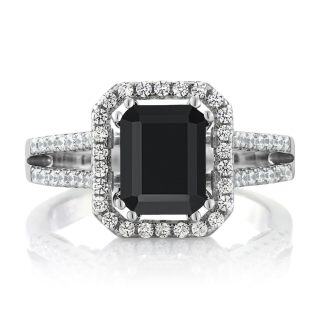 10K White Gold 2CT Emerald Cut Agate Moissanite Personalized Engraving Engagement Ring-48