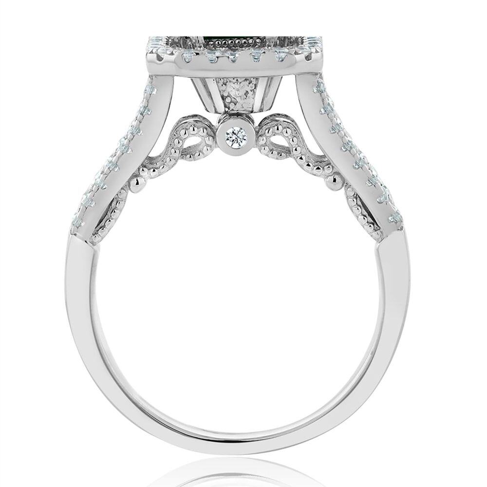10K White Gold 2CT Emerald Cut Agate Moissanite Personalized Engraving Engagement Ring-4