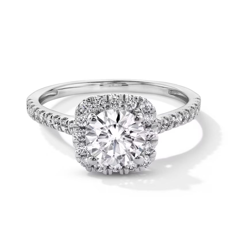 Anel de noivado em ouro branco de 10 quilates, 1 a 3,5 CT.T.W., com diamantes redondos criados em laboratório, pureza VVS1-VS1, certificado IGI 3EX-1