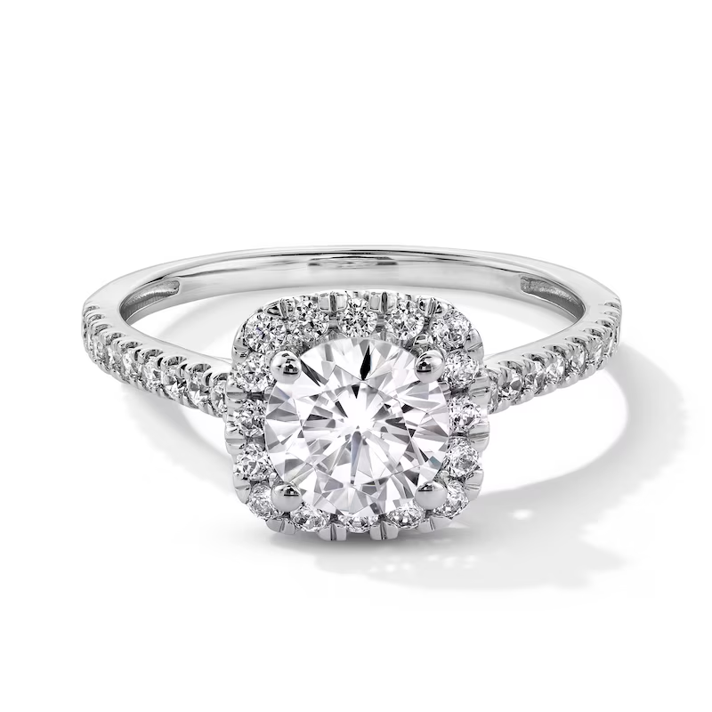 14K White Gold 1-1/2CT Lab Created Diamond Personalized Engraving & Couple Engagement Ring-1