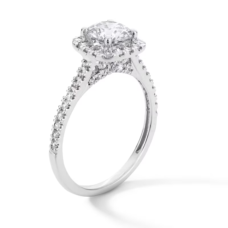 14K White Gold 1-1/2CT Lab Created Diamond Personalized Engraving & Couple Engagement Ring-3