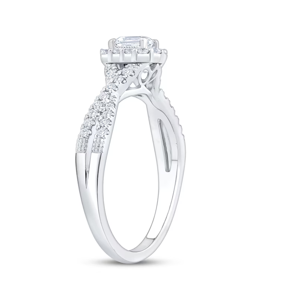 10K White Gold 1/2ct Lab Created Diamond Personalized Engraving Engagement Ring-2