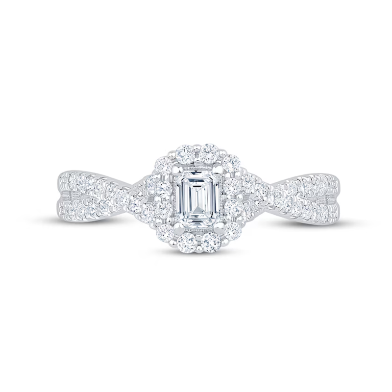 10K Rose Gold 0.5 to 3 CT Emerald Lab Created Diamond Custom Engagement Ring D Color VVS1-VS1 Clarity 3EX-4