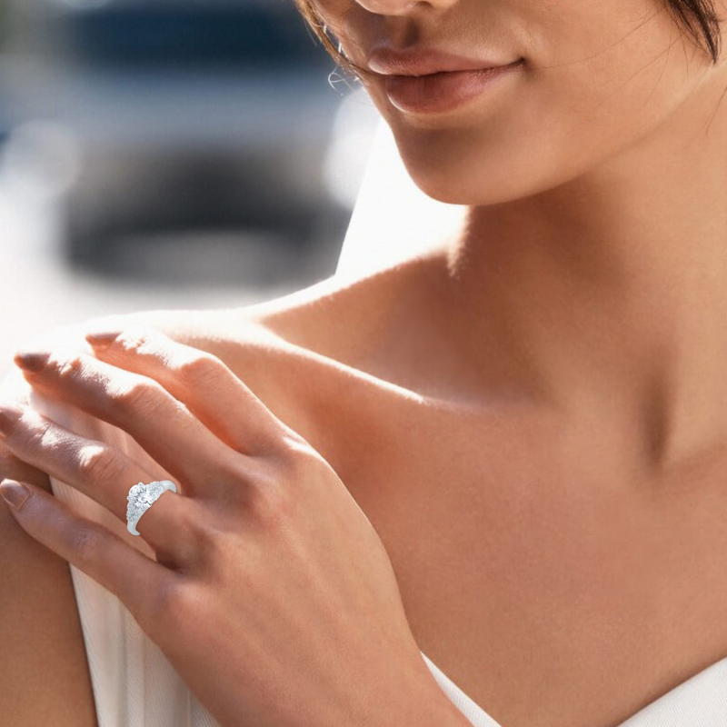 Anel de noivado em ouro branco de 10 quilates com diamante sintético lapidado em marquise de 1 a 3,5 quilates (CT). Classificação D-VVS1 e certificado pelo IGI.-6