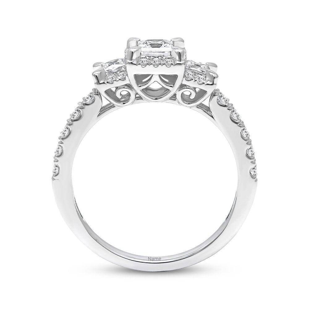 Sterling Silver 2CT Princess Moissanite Personalized Engraving Engagement Ring-2