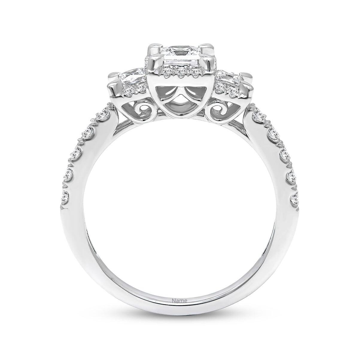 10K Weißgold 1 CT Princess-Quadrat Moissanit Verlobungsring mit personalisierter Gravur-2