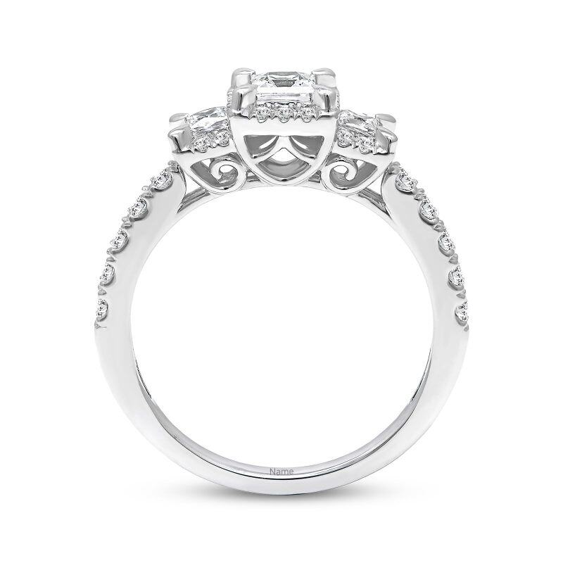 Sterling Silver 2CT Princess Moissanite Personalized Engraving Engagement Ring-2