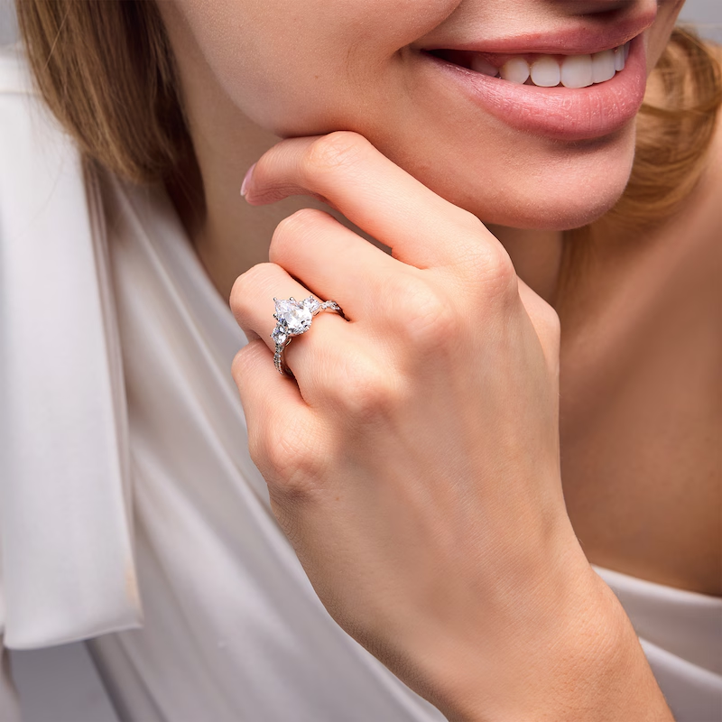 10K White Gold 1 to 3.5 CT. T.W Pear Cut Cut Lab Created Diamond Engagement Ring D VVS1-VS1 Clarity 3EX IGI Certified-2