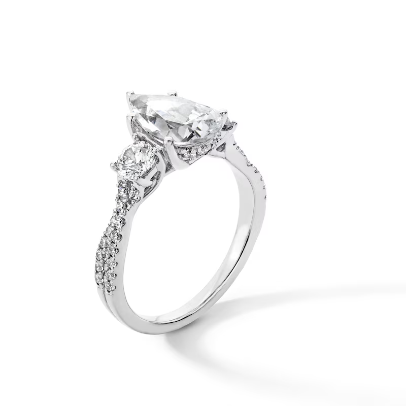10K White Gold 1 to 3.5 CT. T.W Pear Cut Cut Lab Created Diamond Engagement Ring D VVS1-VS1 Clarity 3EX IGI Certified-3