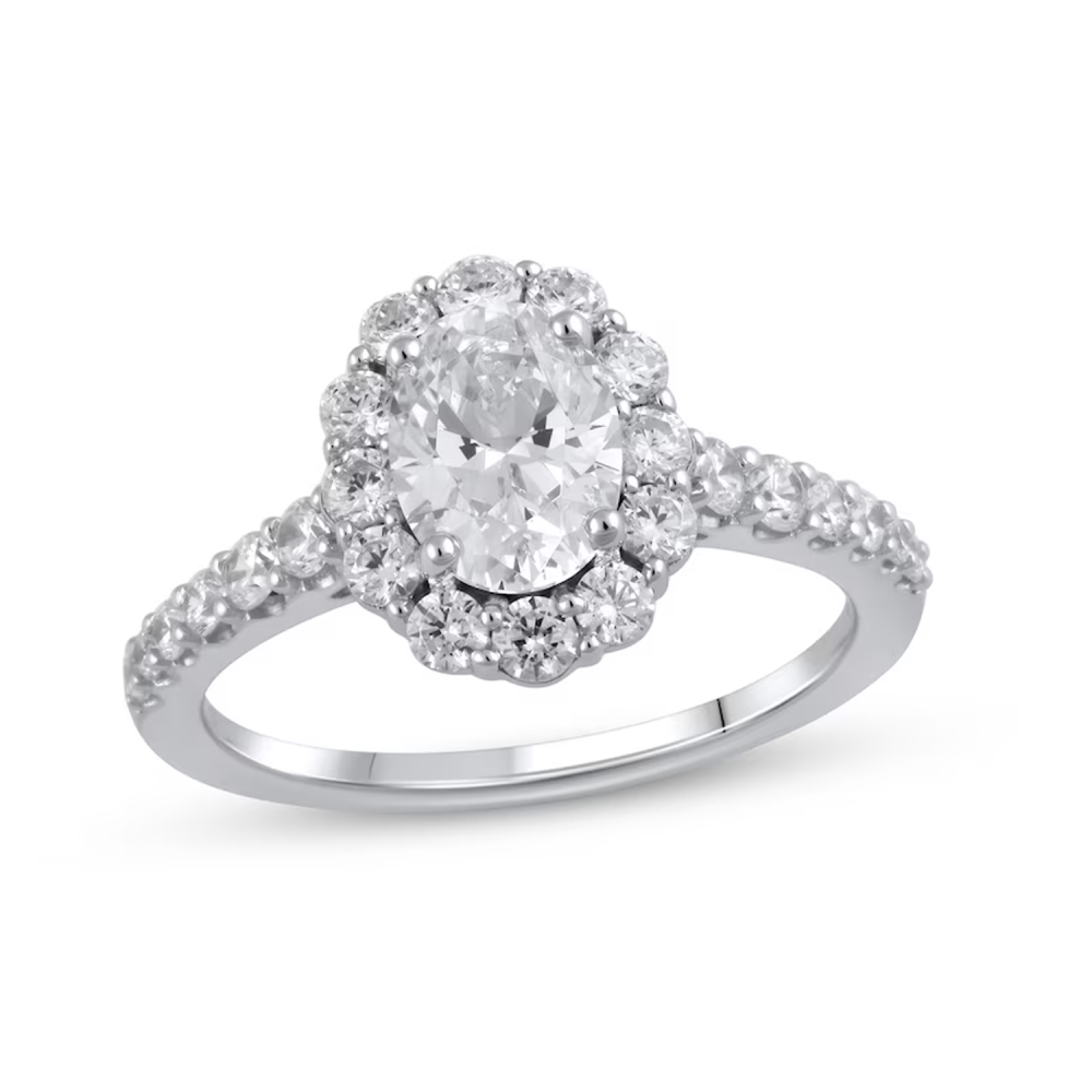 14K White Gold 1 to 3.5 CT. T.W Oval Lab Created Diamond Engagement Ring D VVS1-VS1 Clarity 3EX IGI Certified-1