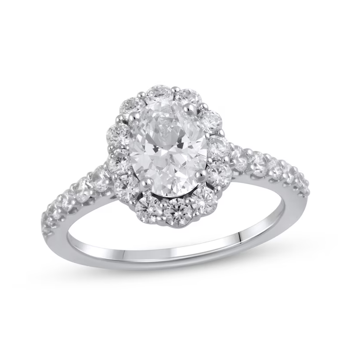 18K White Gold 0.5 to 3 CT Oval-Cut Lab Created Diamond Engagement Ring I Color I2 Clarity 3EX IGI Certified-1