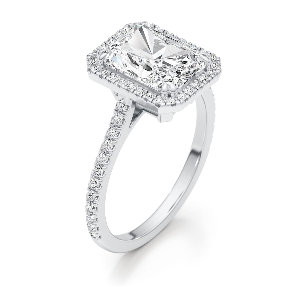 Anel de noivado personalizado em ouro branco de 14 quilates, corte princesa de 3 quilates, diamante criado em laboratório, cor D, pureza VVS1-VS1, certificado IGI 3EX-1