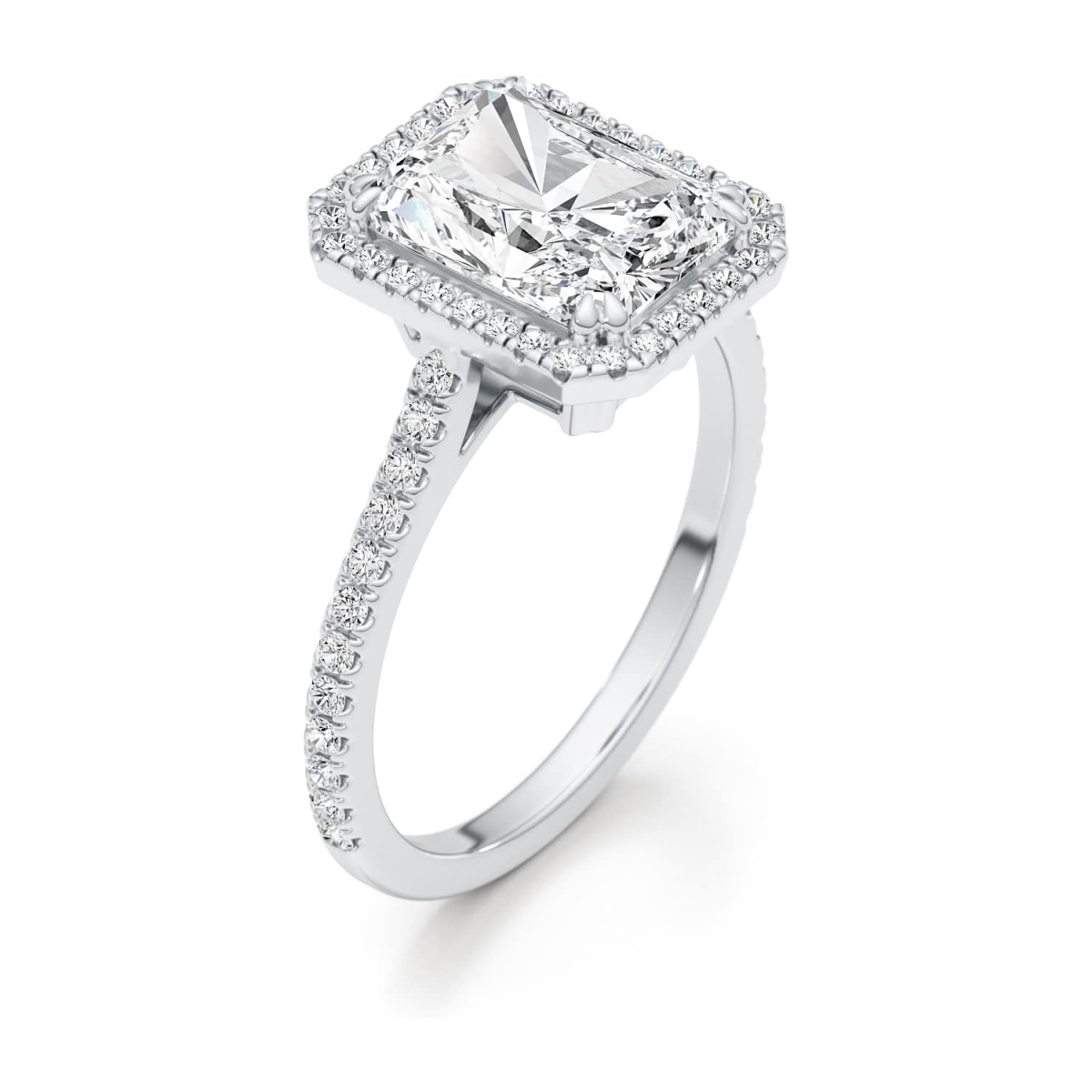 14K White Gold 3ct Lab Created Diamond 0.35ct Moissanite Engraving Engagement Ring-1