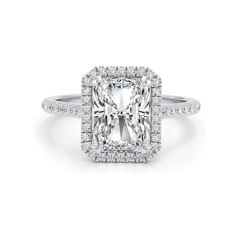 Anel de noivado personalizado em ouro rosa de 14 quilates, corte princesa de 3 quilates, diamante criado em laboratório, cor D VVS1-VS1, clareza 3EX, certificado pela IGI-3