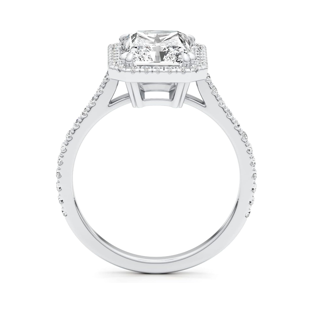 Anel de noivado personalizado em ouro rosa de 14 quilates, corte princesa de 3 quilates, diamante criado em laboratório, cor D VVS1-VS1, clareza 3EX, certificado pela IGI-4