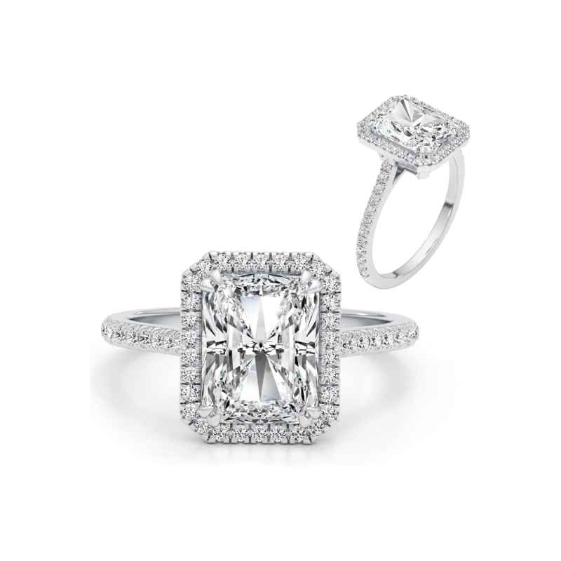 Anillo de compromiso personalizado de oro blanco de 10 quilates con diamantes de talla princesa de 3 quilates, creado en laboratorio, color D, claridad VVS1-VS1, certificado IGI 3EX.-5