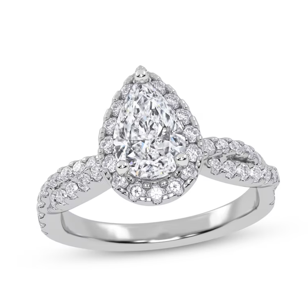 Bague de fiançailles de mariage en or blanc 14 carats