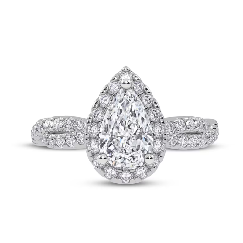 10K Gold 1.25 to 3.75 CT. T.W. Pear Cut Lab Created Diamond Custom Engagement Ring VVS1-VS1 Clarity 3EX IGI Certified-2