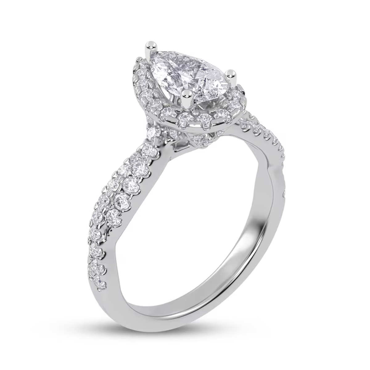 14K White Gold 1-1/3ct Lab Created Diamond Custom Engraving Drop Engagement Ring-3