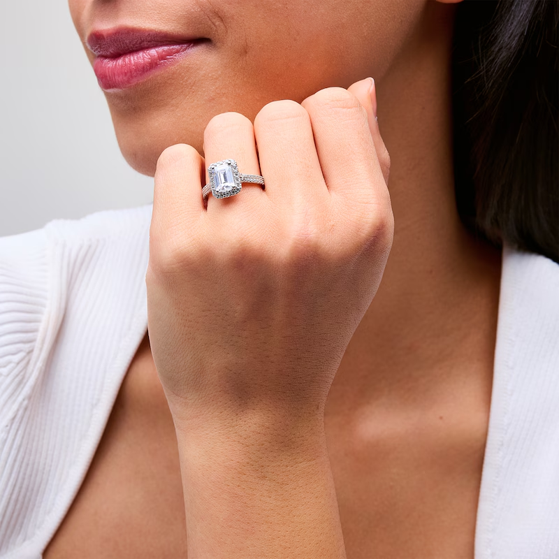 10K White Gold 1.25 to 3.75 CT.T.W Emerald Cut Lab Created Diamond Engagement Ring D VVS1-VS1 IGI Certified-2