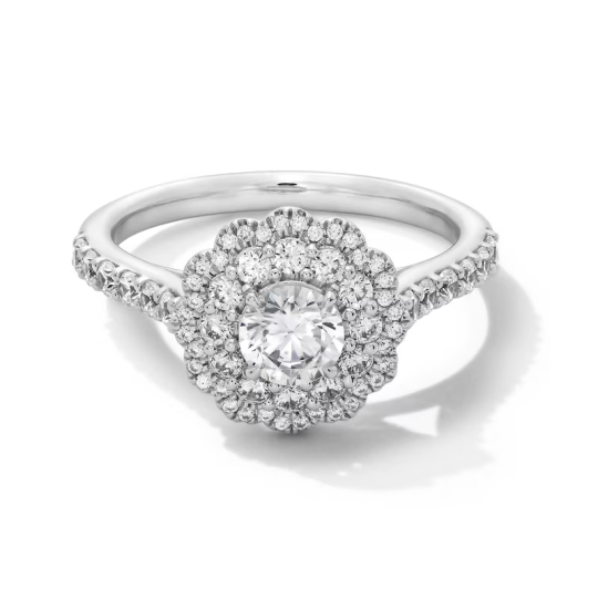 10K witgouden 1-1/5 CT diamanten dubbele schelpvormige verlovingsring op maat voor vrouwen