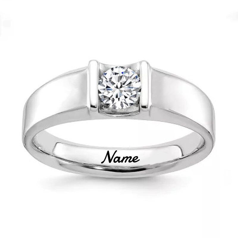 Bague pour homme en or blanc 10K avec moissanite taillée ronde de 1,5 CT-18