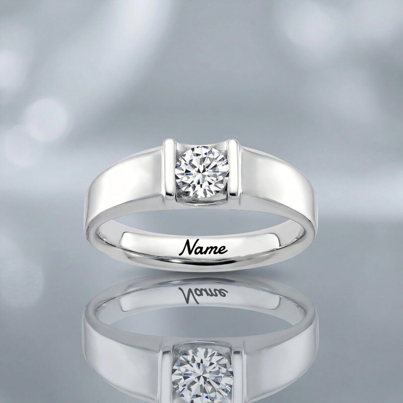 Bague pour homme en or blanc 18K avec moissanite taillée ronde de 1,5 CT-3