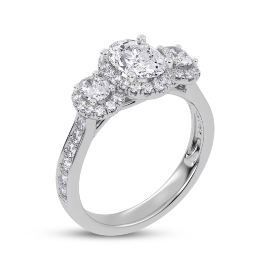 Bague de fiançailles en or blanc 10 carats avec gravure personnalisée de diamants créés en laboratoire de 1,5 ct