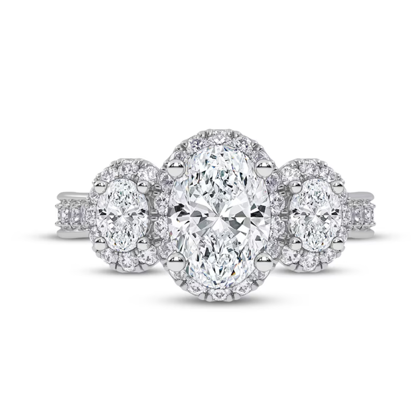 Anel de Noivado Personalizado em Ouro Branco 10K com Diamante Oval de 1,5 CT (Total) Criado em Laboratório, Cor D, Clareza VVS1-VS1, Certificado IGI 3EX-6