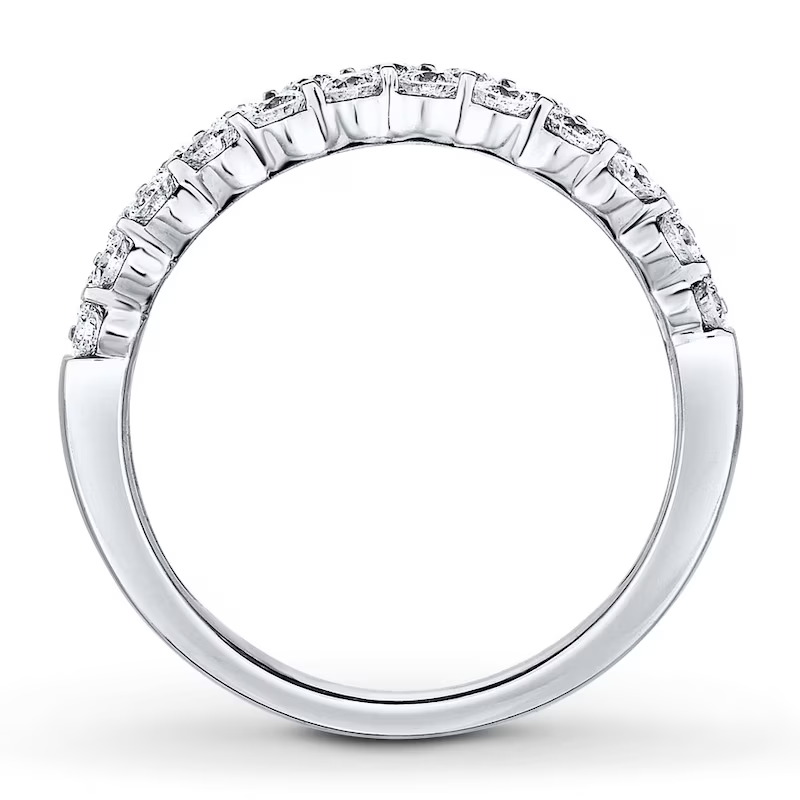 Anel empilhável personalizado com diamante de corte redondo em ouro branco 10K, cor I2, clareza 3EX, certificado IGI-4