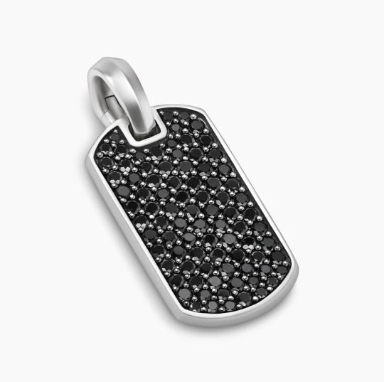 Sterling Silver 0.8 CT Black Diamond Chevron Tag