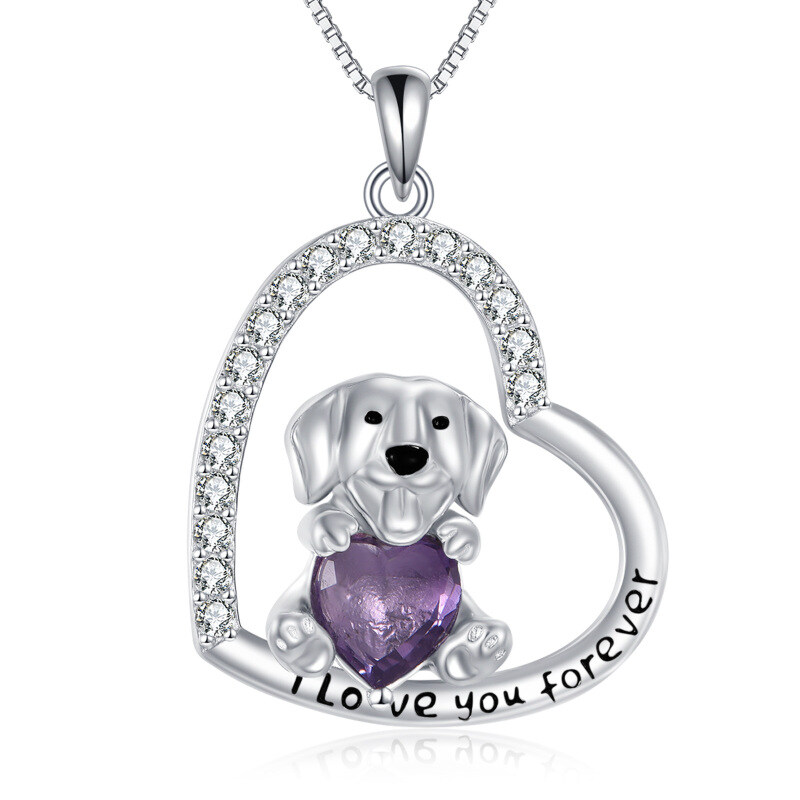 Sterlingzilveren Amethist Hond- en Harthanger Halsketting-1