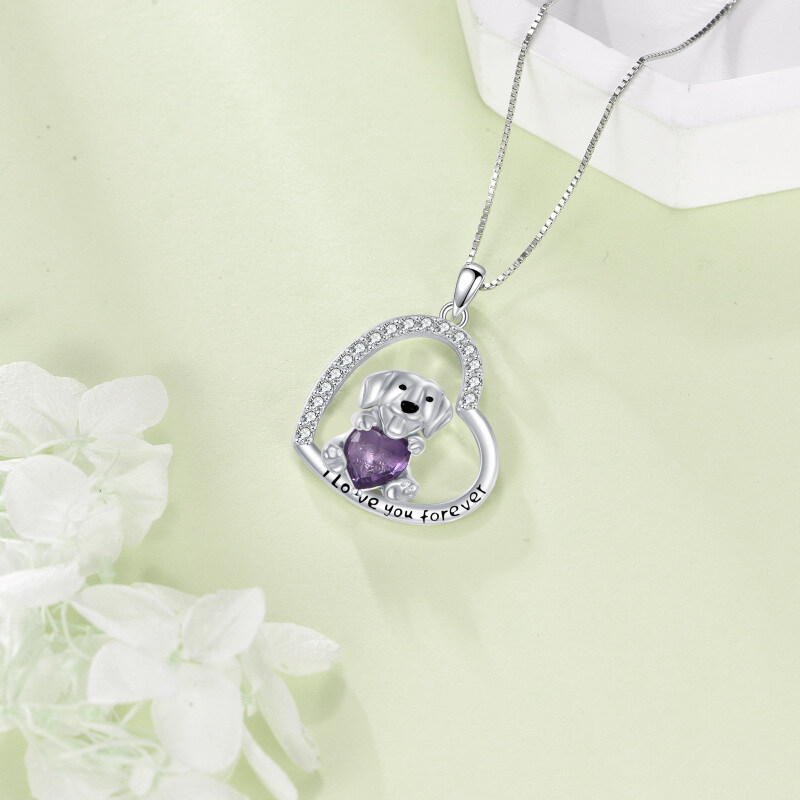 Sterlingzilveren Amethist Hond- en Harthanger Halsketting-4