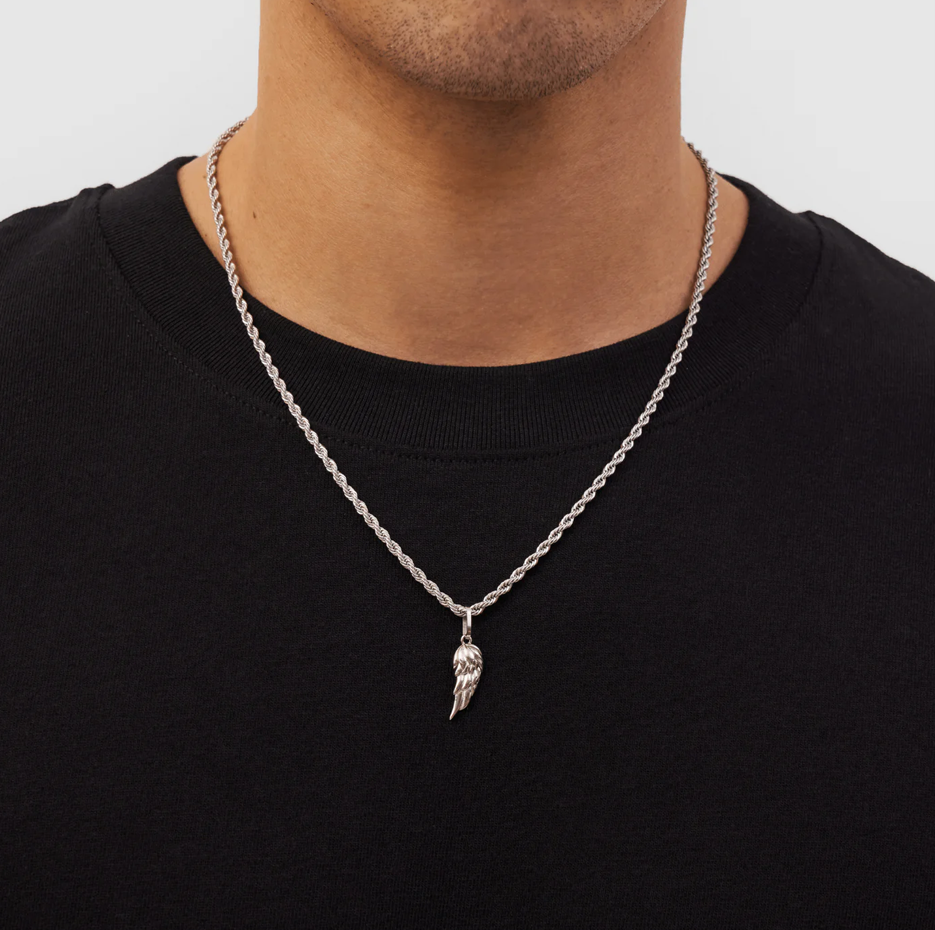 14K White Gold Angel Wing Pendant Charms-2